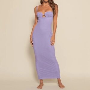 Montce Lavender Crochet Petal Long Slip Dress